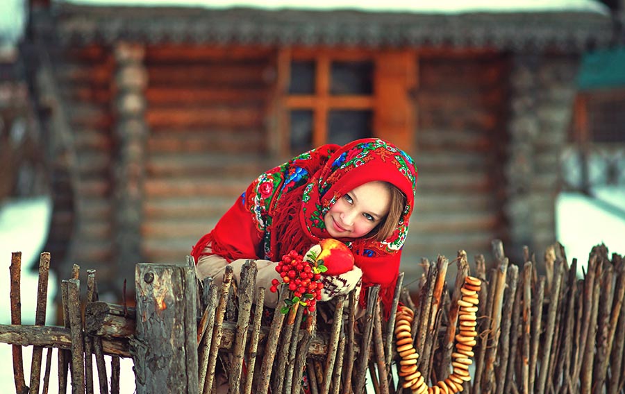 Sexy girl Women in Slavic costumes in Paramaribo